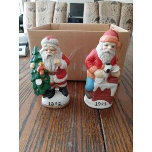 Lot of 2 Vintage Santa Claus Christmas Holiday Figures Figurines Ornament